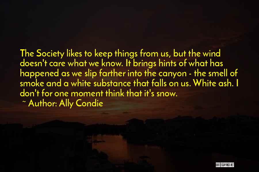 Ally Condie Quotes: The Society Likes To Keep Things From Us, But The Wind Doesn't Care What We Know. It Brings Hints Of