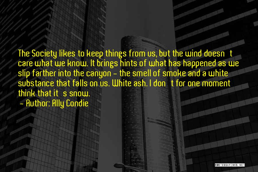 Ally Condie Quotes: The Society Likes To Keep Things From Us, But The Wind Doesn't Care What We Know. It Brings Hints Of