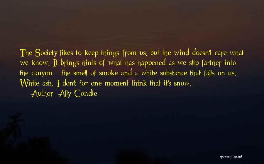 Ally Condie Quotes: The Society Likes To Keep Things From Us, But The Wind Doesn't Care What We Know. It Brings Hints Of