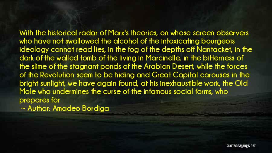 Amadeo Bordiga Quotes: With The Historical Radar Of Marx's Theories, On Whose Screen Observers Who Have Not Swallowed The Alcohol Of The Intoxicating