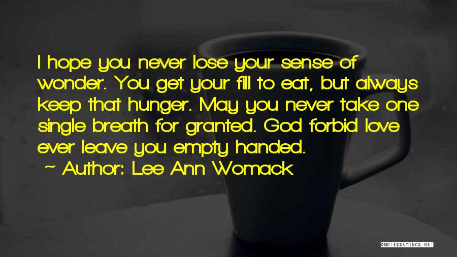 Lee Ann Womack Quotes: I Hope You Never Lose Your Sense Of Wonder. You Get Your Fill To Eat, But Always Keep That Hunger.