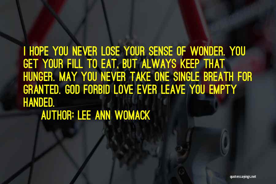 Lee Ann Womack Quotes: I Hope You Never Lose Your Sense Of Wonder. You Get Your Fill To Eat, But Always Keep That Hunger.