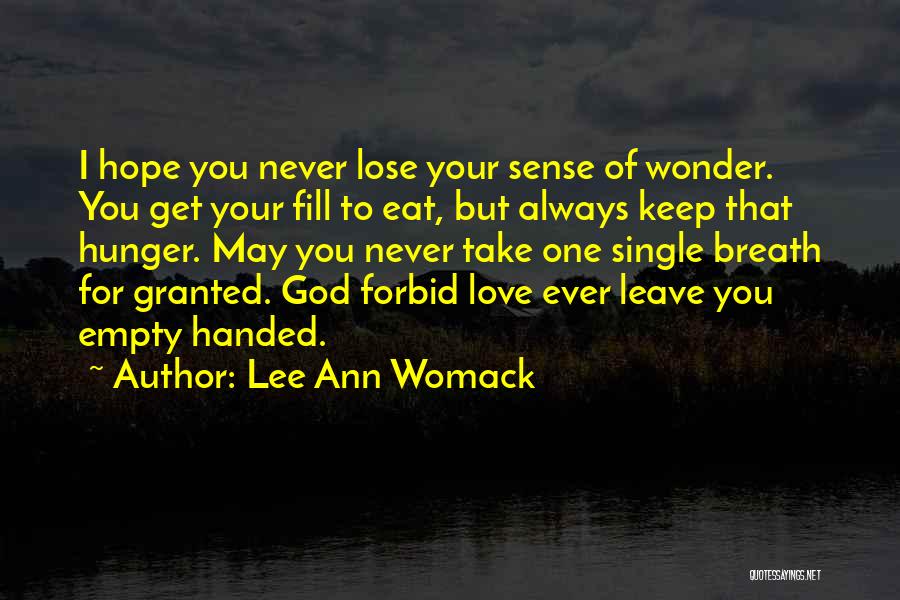 Lee Ann Womack Quotes: I Hope You Never Lose Your Sense Of Wonder. You Get Your Fill To Eat, But Always Keep That Hunger.