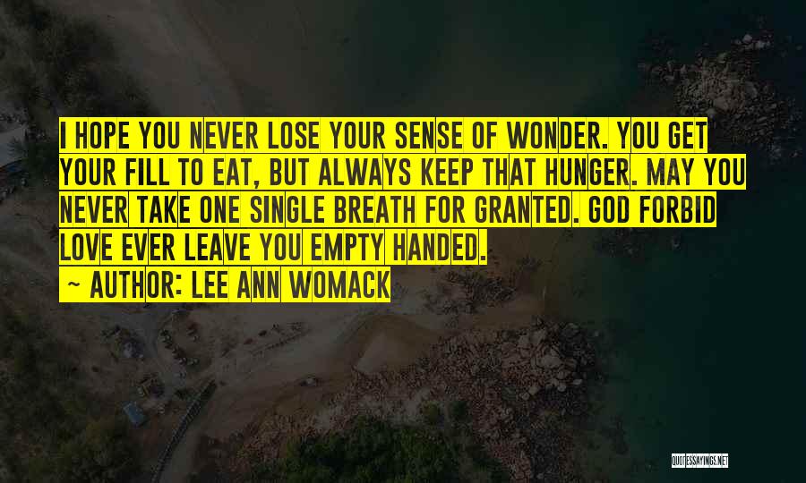 Lee Ann Womack Quotes: I Hope You Never Lose Your Sense Of Wonder. You Get Your Fill To Eat, But Always Keep That Hunger.