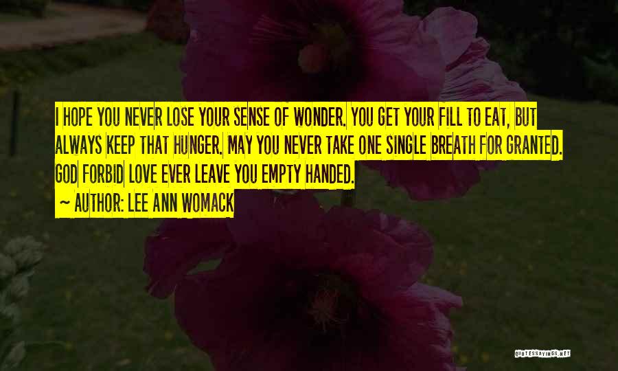 Lee Ann Womack Quotes: I Hope You Never Lose Your Sense Of Wonder. You Get Your Fill To Eat, But Always Keep That Hunger.