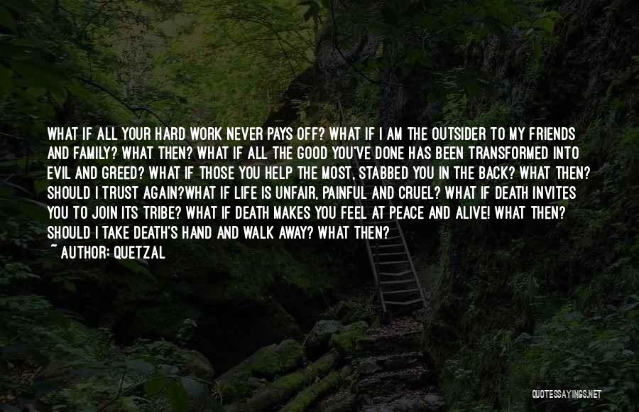 Quetzal Quotes: What If All Your Hard Work Never Pays Off? What If I Am The Outsider To My Friends And Family?