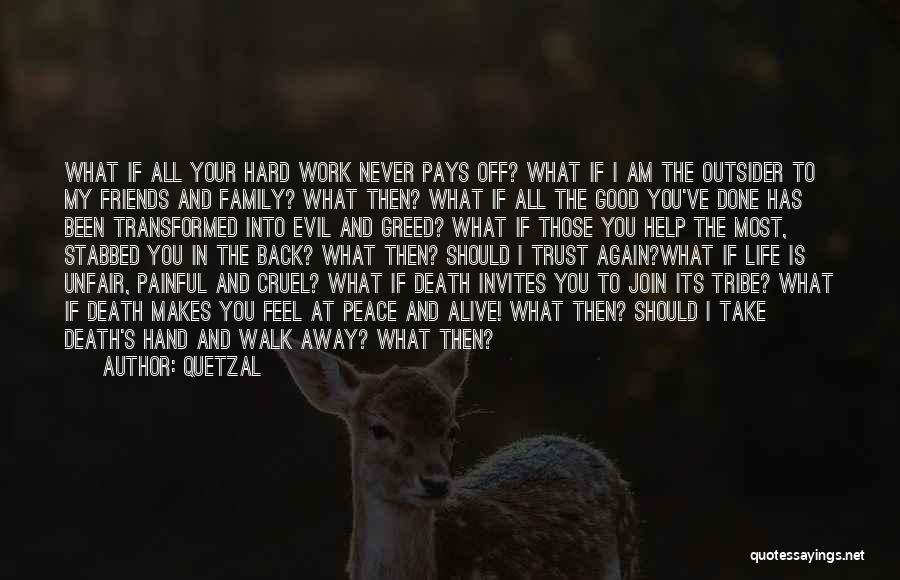 Quetzal Quotes: What If All Your Hard Work Never Pays Off? What If I Am The Outsider To My Friends And Family?