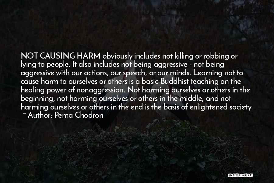 Pema Chodron Quotes: Not Causing Harm Obviously Includes Not Killing Or Robbing Or Lying To People. It Also Includes Not Being Aggressive -