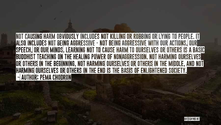 Pema Chodron Quotes: Not Causing Harm Obviously Includes Not Killing Or Robbing Or Lying To People. It Also Includes Not Being Aggressive -