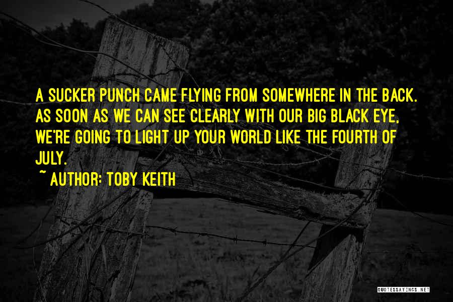 Toby Keith Quotes: A Sucker Punch Came Flying From Somewhere In The Back. As Soon As We Can See Clearly With Our Big