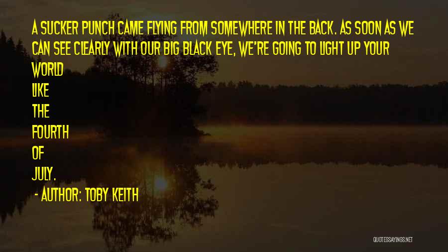 Toby Keith Quotes: A Sucker Punch Came Flying From Somewhere In The Back. As Soon As We Can See Clearly With Our Big
