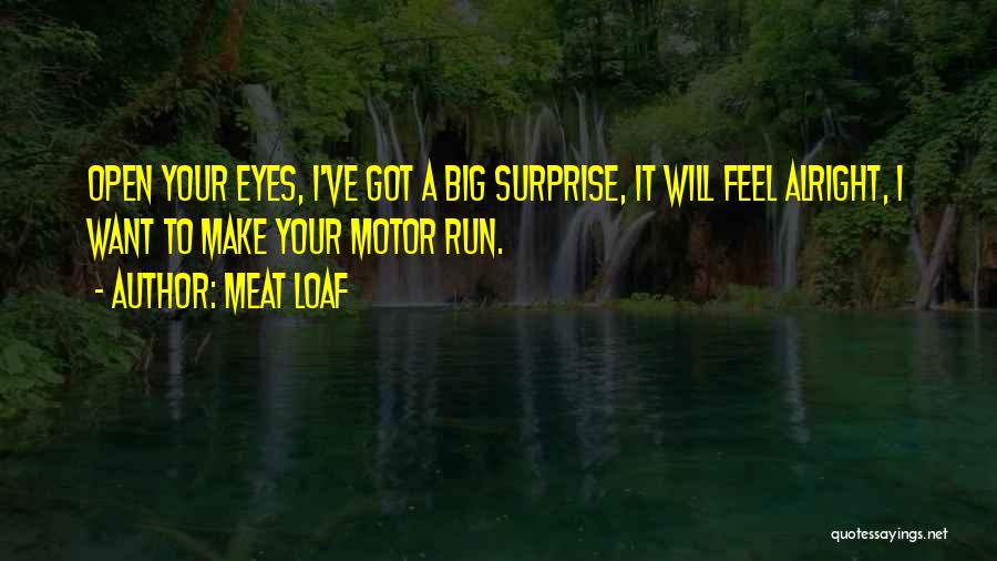 Meat Loaf Quotes: Open Your Eyes, I've Got A Big Surprise, It Will Feel Alright, I Want To Make Your Motor Run.