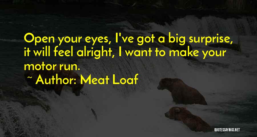 Meat Loaf Quotes: Open Your Eyes, I've Got A Big Surprise, It Will Feel Alright, I Want To Make Your Motor Run.