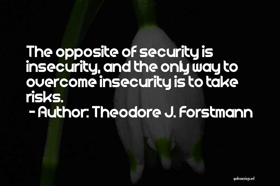 Theodore J. Forstmann Quotes: The Opposite Of Security Is Insecurity, And The Only Way To Overcome Insecurity Is To Take Risks.