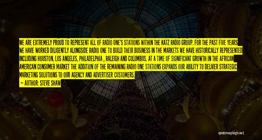 Steve Shaw Quotes: We Are Extremely Proud To Represent All Of Radio One's Stations Within The Katz Radio Group. For The Past Five