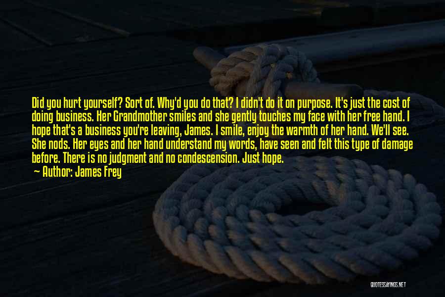 James Frey Quotes: Did You Hurt Yourself? Sort Of. Why'd You Do That? I Didn't Do It On Purpose. It's Just The Cost