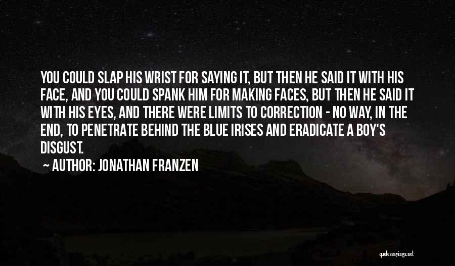 Jonathan Franzen Quotes: You Could Slap His Wrist For Saying It, But Then He Said It With His Face, And You Could Spank