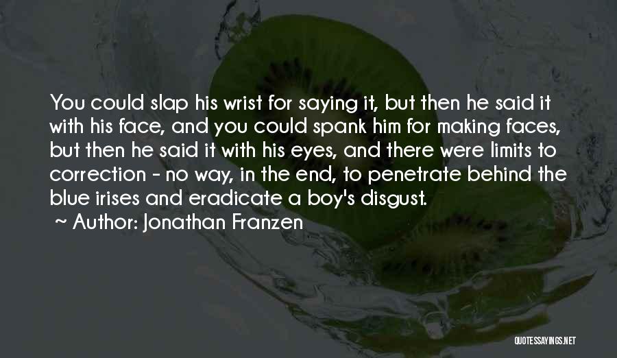 Jonathan Franzen Quotes: You Could Slap His Wrist For Saying It, But Then He Said It With His Face, And You Could Spank