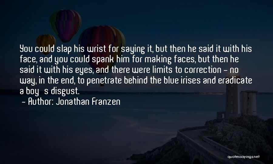 Jonathan Franzen Quotes: You Could Slap His Wrist For Saying It, But Then He Said It With His Face, And You Could Spank