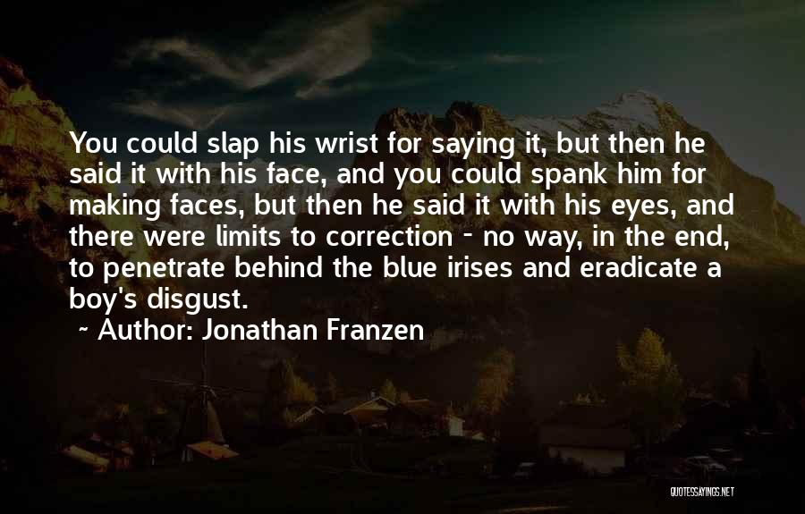 Jonathan Franzen Quotes: You Could Slap His Wrist For Saying It, But Then He Said It With His Face, And You Could Spank