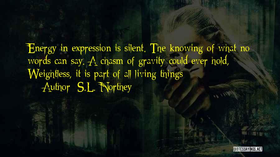 S.L. Northey Quotes: Energy In Expression Is Silent. The Knowing Of What No Words Can Say. A Chasm Of Gravity Could Ever Hold,;