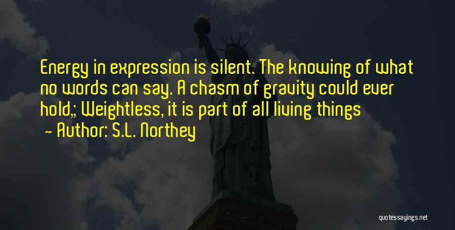 S.L. Northey Quotes: Energy In Expression Is Silent. The Knowing Of What No Words Can Say. A Chasm Of Gravity Could Ever Hold,;