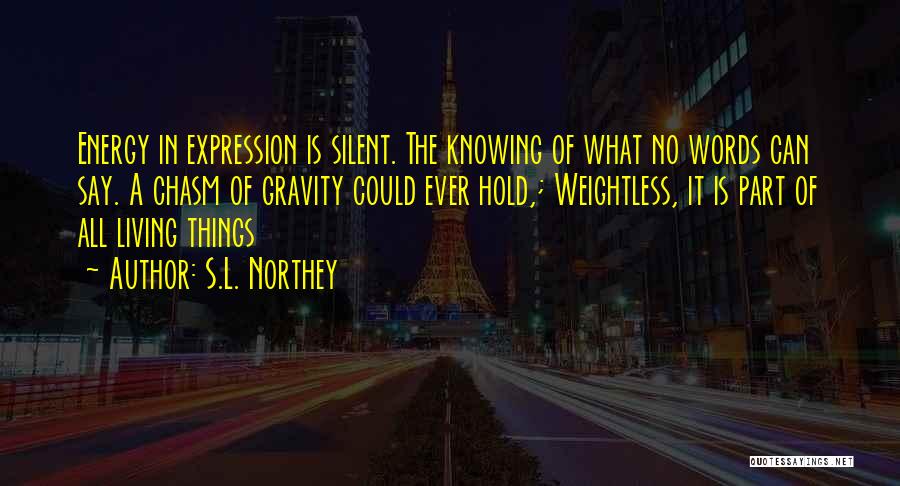 S.L. Northey Quotes: Energy In Expression Is Silent. The Knowing Of What No Words Can Say. A Chasm Of Gravity Could Ever Hold,;