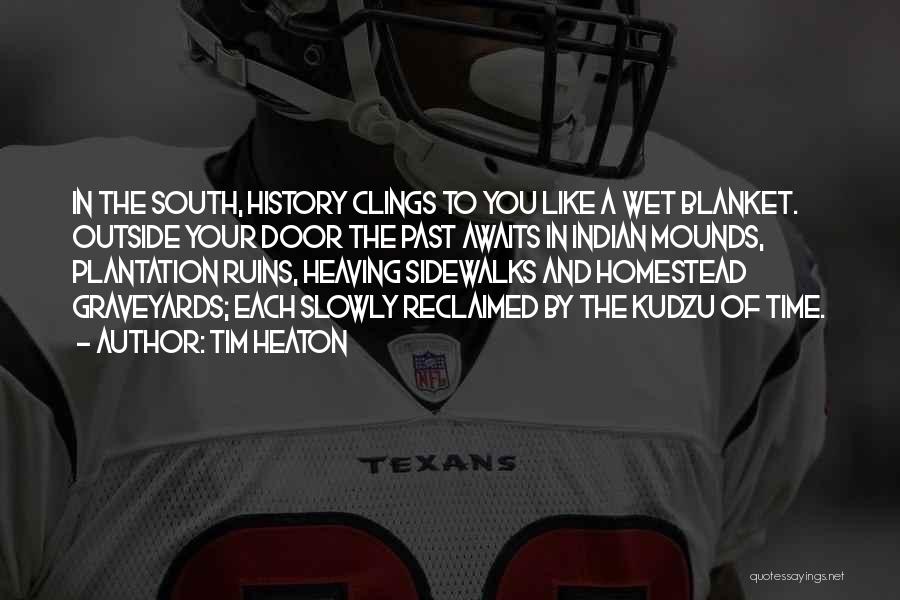 Tim Heaton Quotes: In The South, History Clings To You Like A Wet Blanket. Outside Your Door The Past Awaits In Indian Mounds,