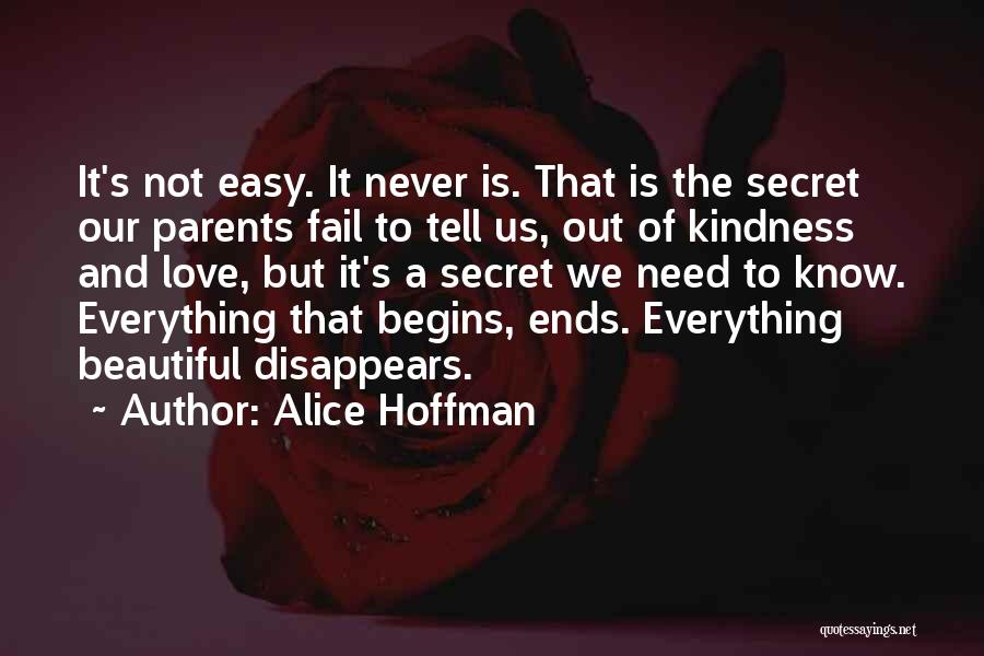 Alice Hoffman Quotes: It's Not Easy. It Never Is. That Is The Secret Our Parents Fail To Tell Us, Out Of Kindness And