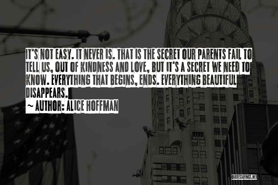 Alice Hoffman Quotes: It's Not Easy. It Never Is. That Is The Secret Our Parents Fail To Tell Us, Out Of Kindness And