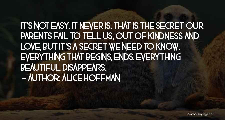 Alice Hoffman Quotes: It's Not Easy. It Never Is. That Is The Secret Our Parents Fail To Tell Us, Out Of Kindness And