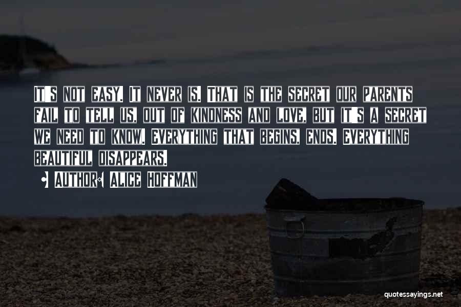 Alice Hoffman Quotes: It's Not Easy. It Never Is. That Is The Secret Our Parents Fail To Tell Us, Out Of Kindness And