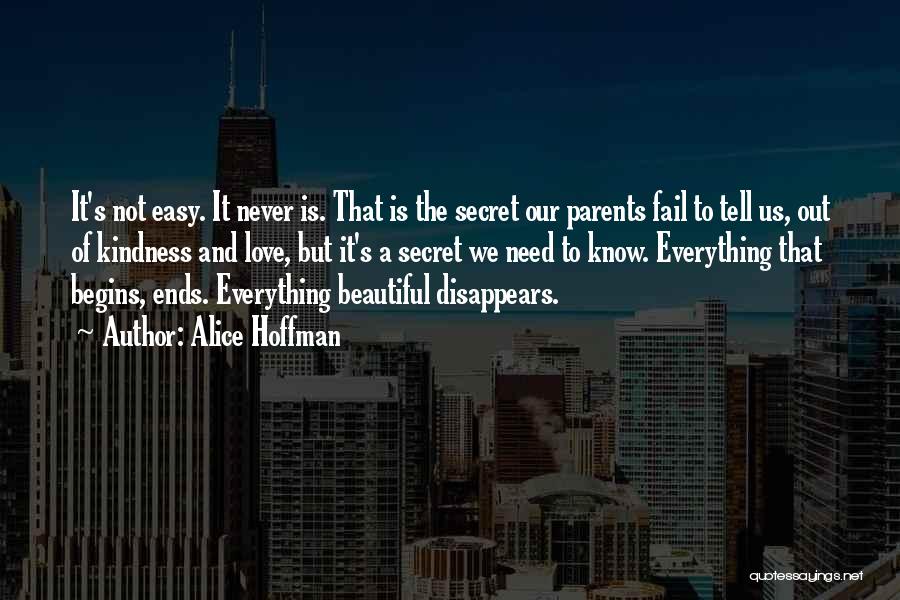 Alice Hoffman Quotes: It's Not Easy. It Never Is. That Is The Secret Our Parents Fail To Tell Us, Out Of Kindness And