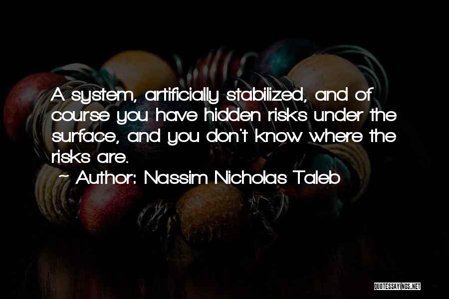 Nassim Nicholas Taleb Quotes: A System, Artificially Stabilized, And Of Course You Have Hidden Risks Under The Surface, And You Don't Know Where The