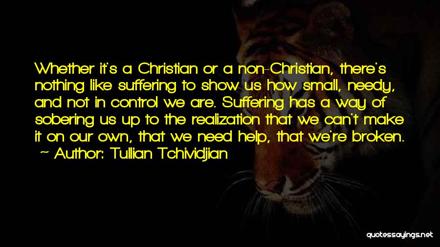 Tullian Tchividjian Quotes: Whether It's A Christian Or A Non-christian, There's Nothing Like Suffering To Show Us How Small, Needy, And Not In