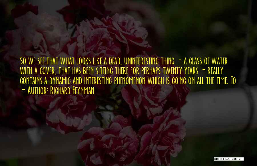 Richard Feynman Quotes: So We See That What Looks Like A Dead, Uninteresting Thing - A Glass Of Water With A Cover, That