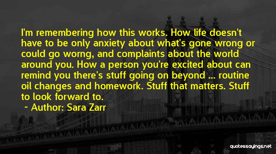 Sara Zarr Quotes: I'm Remembering How This Works. How Life Doesn't Have To Be Only Anxiety About What's Gone Wrong Or Could Go