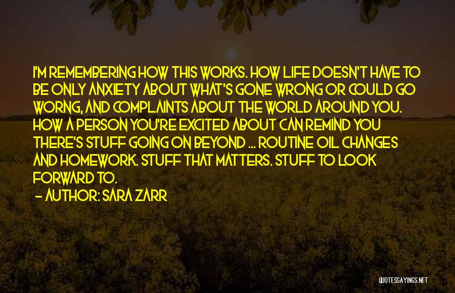 Sara Zarr Quotes: I'm Remembering How This Works. How Life Doesn't Have To Be Only Anxiety About What's Gone Wrong Or Could Go