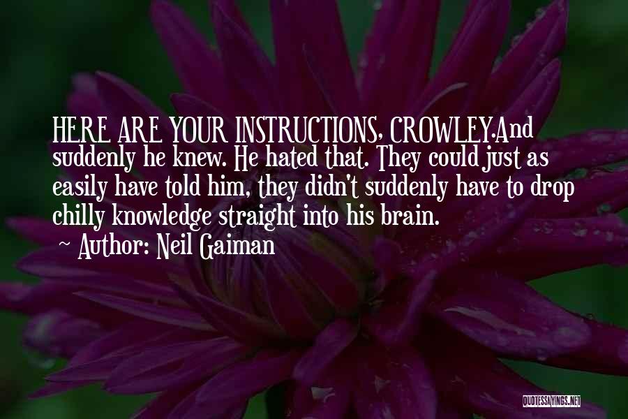 Neil Gaiman Quotes: Here Are Your Instructions, Crowley.and Suddenly He Knew. He Hated That. They Could Just As Easily Have Told Him, They