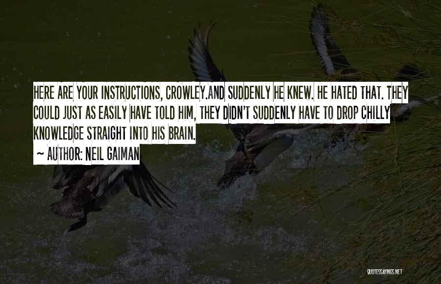 Neil Gaiman Quotes: Here Are Your Instructions, Crowley.and Suddenly He Knew. He Hated That. They Could Just As Easily Have Told Him, They