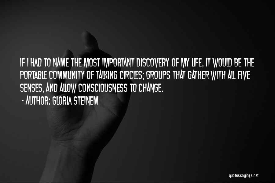 Gloria Steinem Quotes: If I Had To Name The Most Important Discovery Of My Life, It Would Be The Portable Community Of Talking