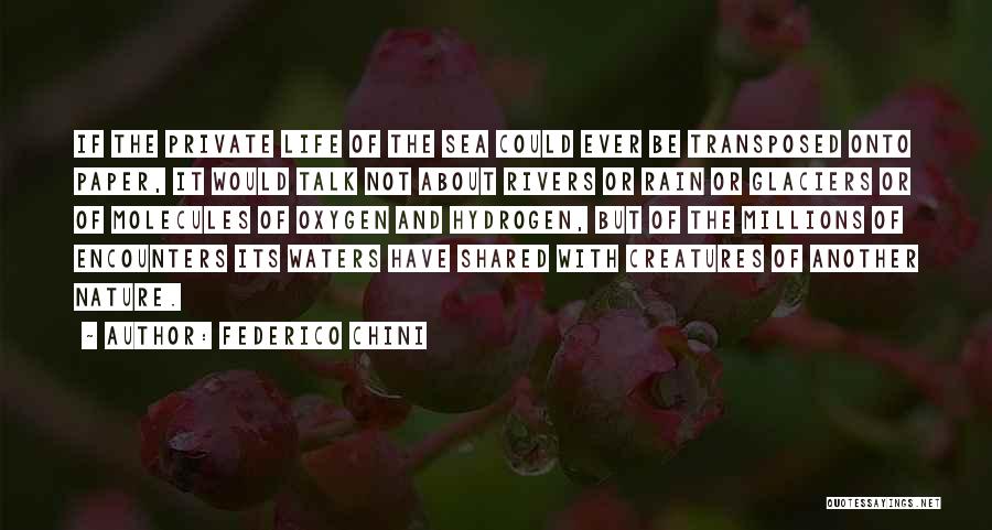 Federico Chini Quotes: If The Private Life Of The Sea Could Ever Be Transposed Onto Paper, It Would Talk Not About Rivers Or