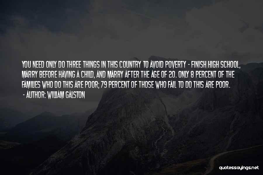 William Galston Quotes: You Need Only Do Three Things In This Country To Avoid Poverty - Finish High School, Marry Before Having A