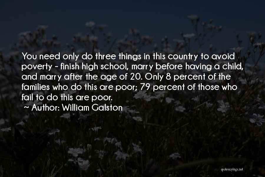 William Galston Quotes: You Need Only Do Three Things In This Country To Avoid Poverty - Finish High School, Marry Before Having A