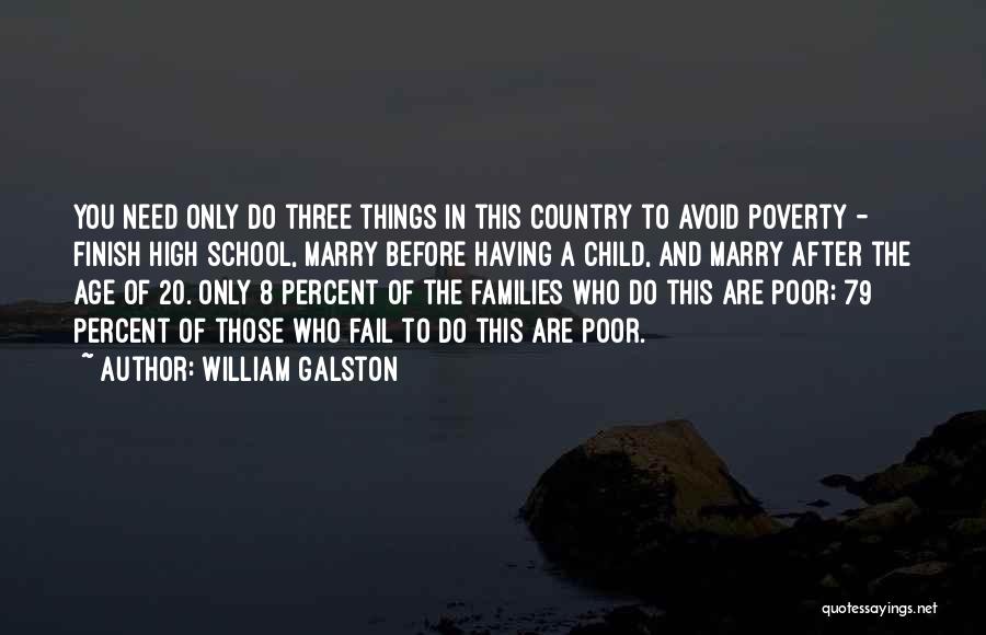 William Galston Quotes: You Need Only Do Three Things In This Country To Avoid Poverty - Finish High School, Marry Before Having A