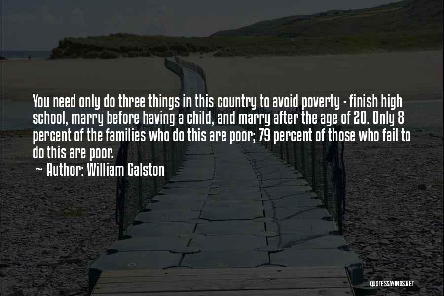 William Galston Quotes: You Need Only Do Three Things In This Country To Avoid Poverty - Finish High School, Marry Before Having A