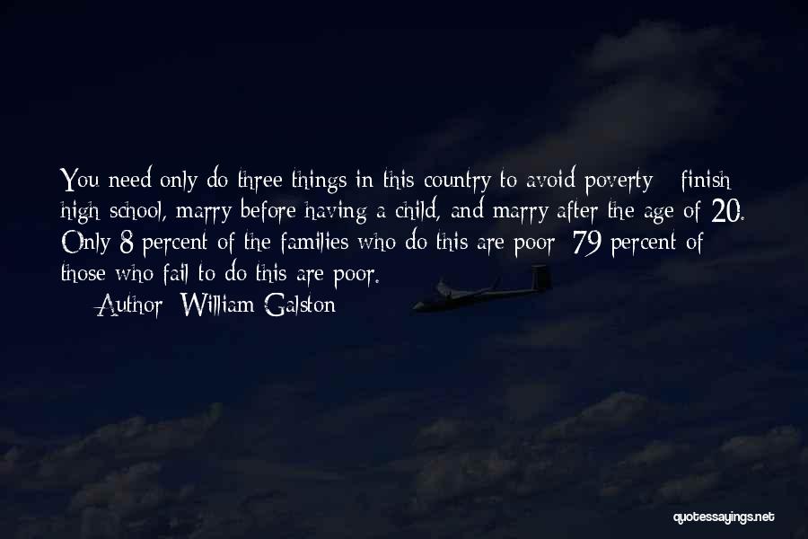 William Galston Quotes: You Need Only Do Three Things In This Country To Avoid Poverty - Finish High School, Marry Before Having A