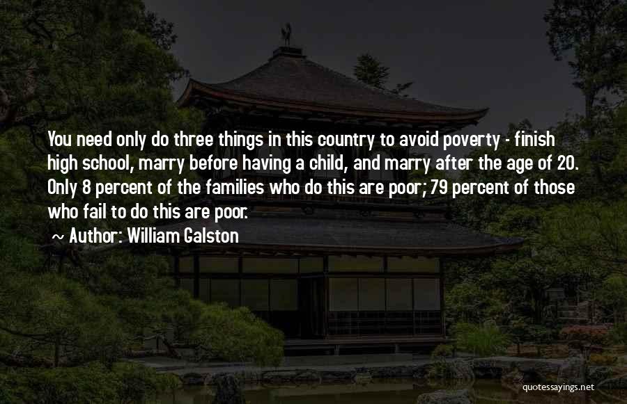 William Galston Quotes: You Need Only Do Three Things In This Country To Avoid Poverty - Finish High School, Marry Before Having A
