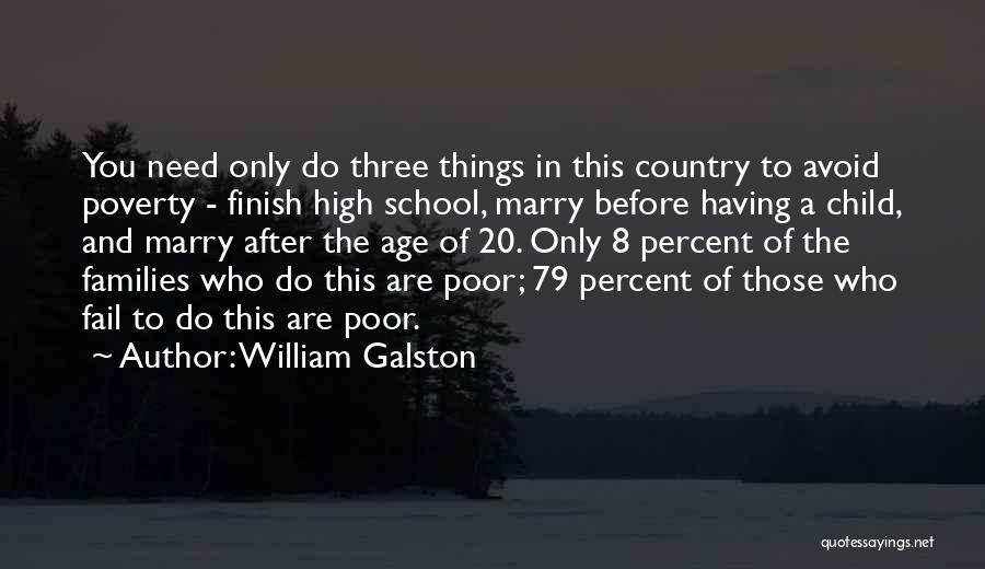 William Galston Quotes: You Need Only Do Three Things In This Country To Avoid Poverty - Finish High School, Marry Before Having A