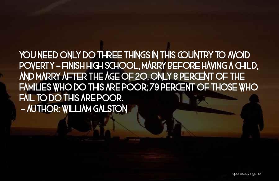 William Galston Quotes: You Need Only Do Three Things In This Country To Avoid Poverty - Finish High School, Marry Before Having A